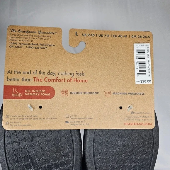 Dearfoams Women's Slippers Size Large 9-10 Navy Blue Memory Foam Indoor Outdoor - Picture 5 of 6